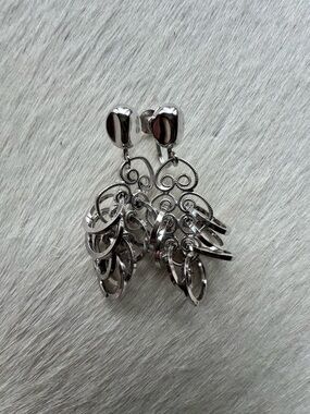VINTAGE CORO MULTI HOOP DANGLE CHANDELIER SCREW BACK EARRINGS